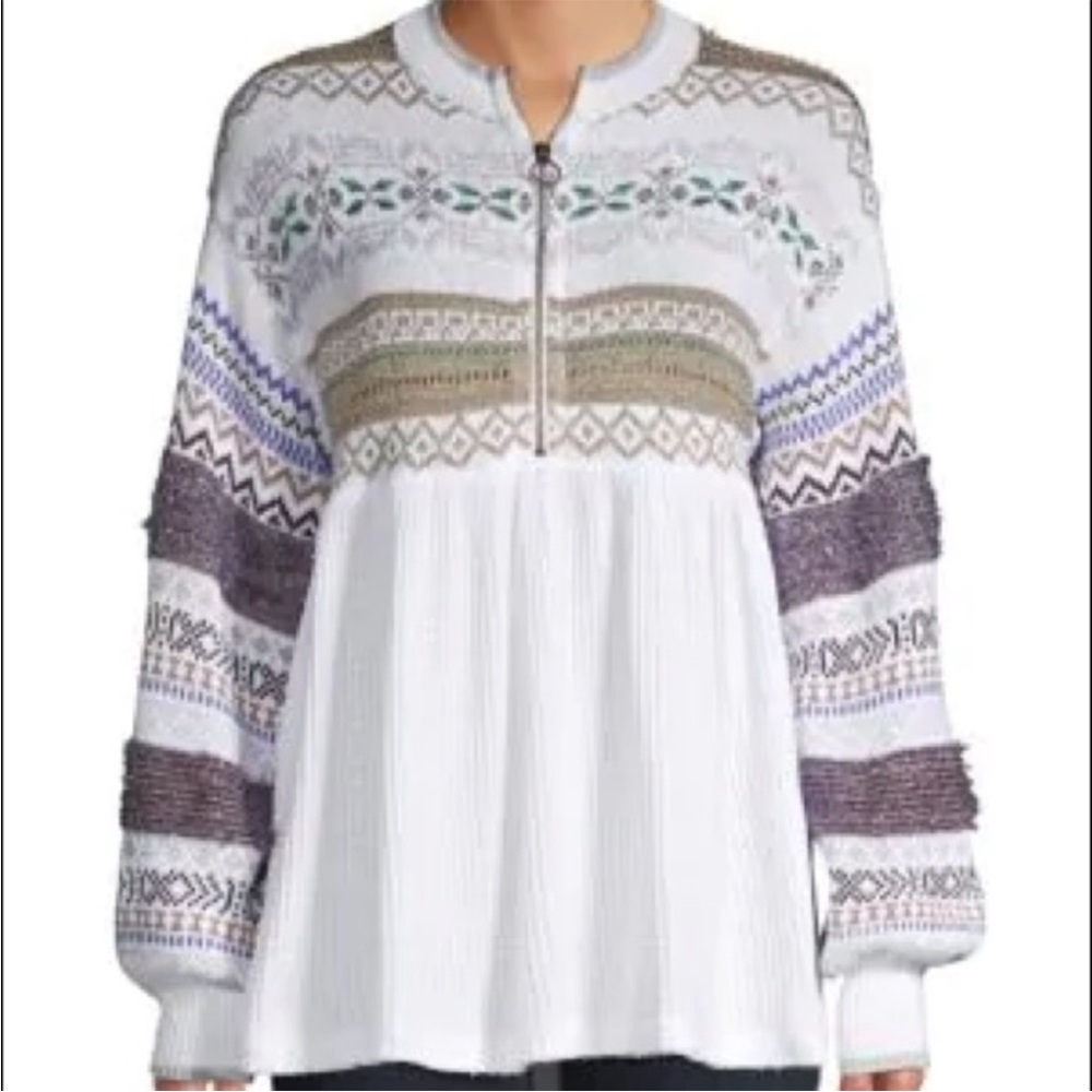 Free People Fair Isle Cabin Fever Sweater Thermal Knit Top/sx XL